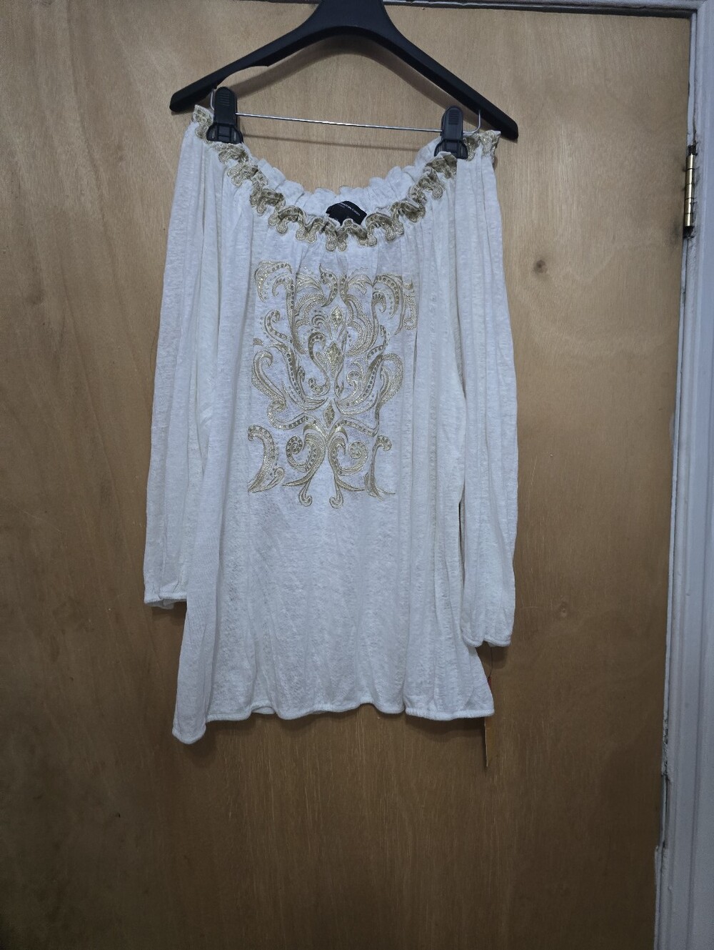 INC Women’s Off-Shoulder Cream Embroidered Top